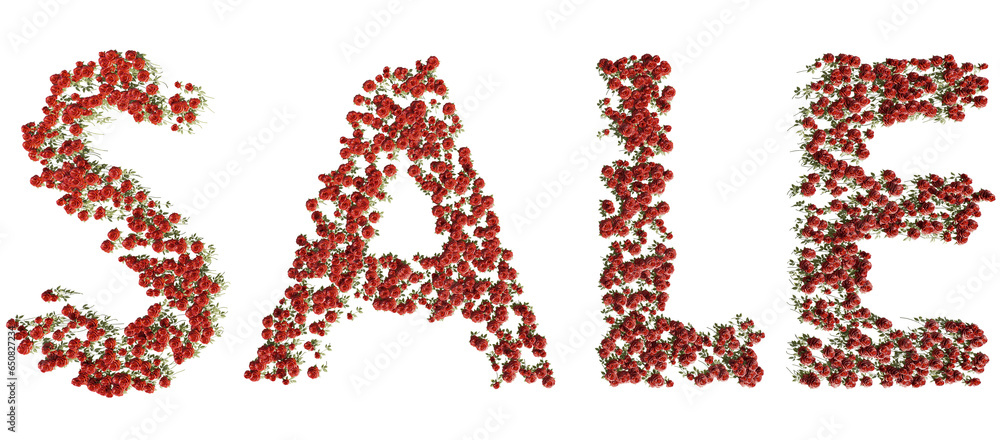 sale text made of plants, 3D rendering with transparent background sale text made of plants, 3D rendering with transparent background
