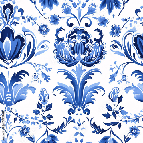 Explore the beauty of Dutch vibes in this seamless watercolor gouache pattern, tailored for fabric and wallpaper..