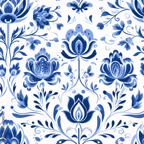 Explore the beauty of Dutch vibes in this seamless watercolor gouache pattern, tailored for fabric and wallpaper..