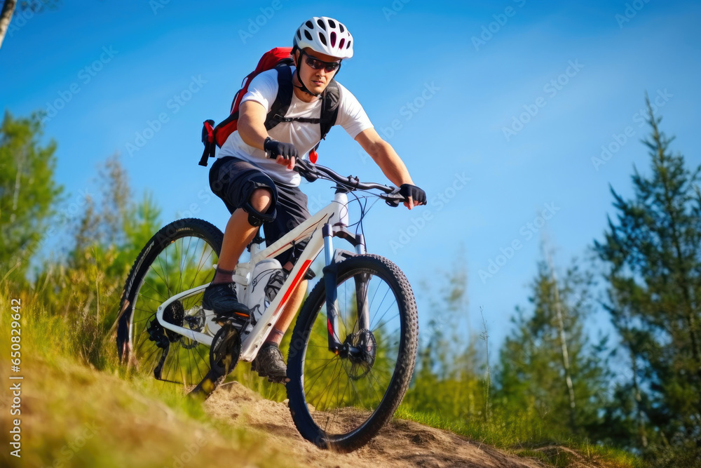 Extreme Sports: Male Cyclist Conquering Trails