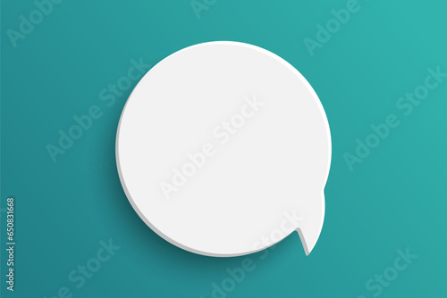 White circle speech bubble on green background