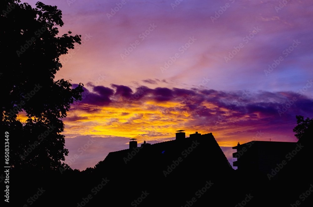 Fototapeta premium Sunrise and sunset in Germany. Scenery.