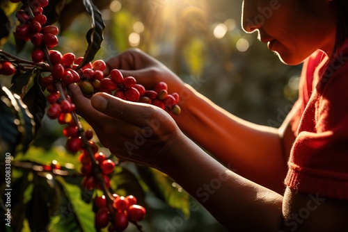 Mujer cosechando café