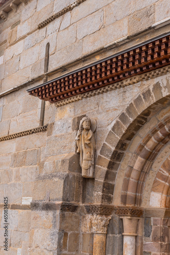 Santiago pilgrim sculpture Romanesque Church photo