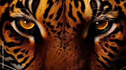 A fierce tiger with piercing yellow eyes