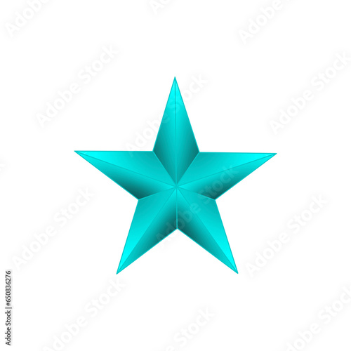 Light blue Five Pointed Star, Star Clipart, image with transparent background.3d golden star