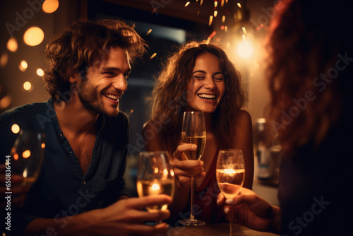 Friends celebrating a special occasion with a toast of sparkling wine