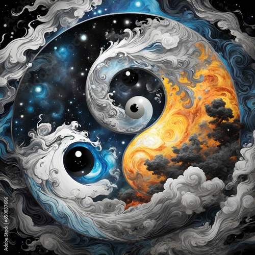 beautiful yin yang with attractive light and details  photo