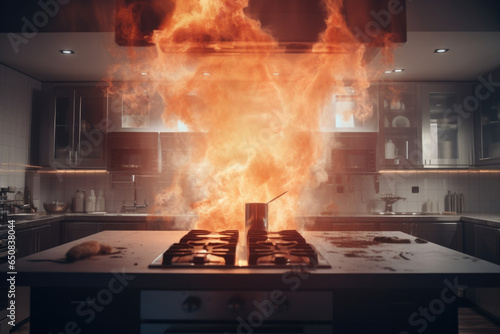 Cocina de un hogar en llamas © Anta