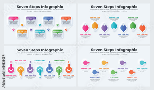 Vector business infographic design elements and flowchart steps bundle