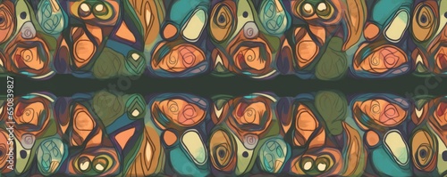 Hand drawn artistic ornamental abstract pattern. Fashionable template for design. Ethnic style, Generative AI 