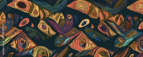 Hand drawn artistic ornamental abstract pattern. Fashionable template for design. Ethnic style, Generative AI 