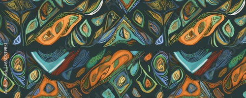 Hand drawn artistic ornamental abstract pattern. Fashionable template for design. Ethnic style, Generative AI 