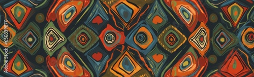 Hand drawn artistic ornamental abstract pattern. Fashionable template for design. Ethnic style, Generative AI 