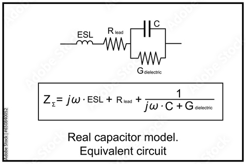 Capacitor equivalent circuit. Real capacitor model