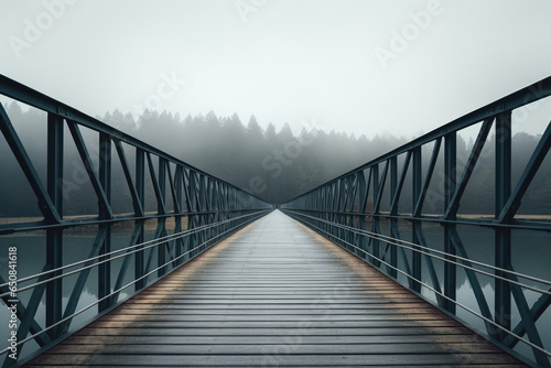 Minimalist bridge or walkway with stark lines and symmetry