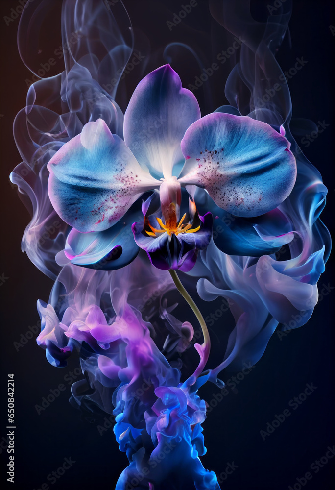 Obraz premium Abstract orchid flower in mist and smoke