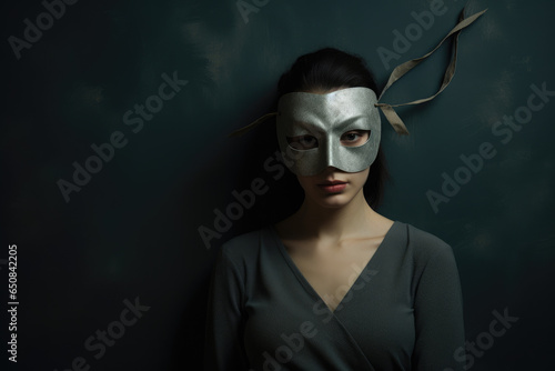 Minimalist portrait with a woman wearing a mask