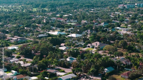 Drone zoom shot. suburb in Naples. Florida neighborhoods. real estate shot photo