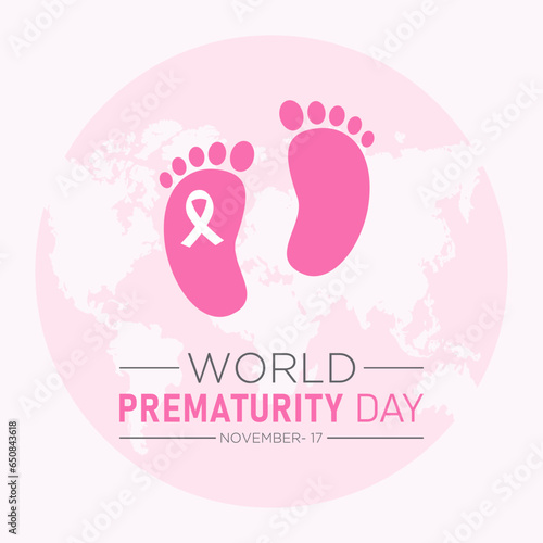 World prematurity day is observed every year in november 17th. Vector illustration on the theme of world prematurity day. Template for banner, greeting card, poster with background.