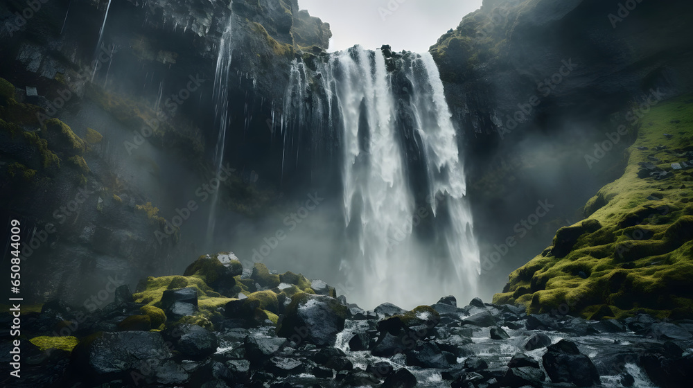 Breathtaking Waterfall Cascading Down a Cliff
