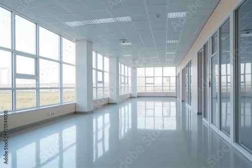 perspective view of modern hospital or clinic corridor interior. Conceptual of medical healthcare place for providing patient treatment. office background © photo_costin