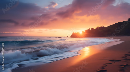 Peaceful Beach at Sunrise © Niko