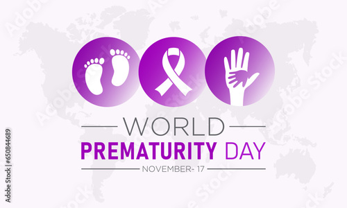 World prematurity day is observed every year in november 17th. Vector illustration on the theme of world prematurity day. Template for banner, greeting card, poster with background.
