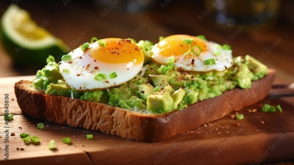 Delicious Breakfast, Toast with Egg and Avocado Delicious Breakfast, Toast with Egg and Avocado