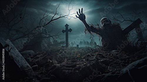 Creepy Zombie Hand Rising from Grave © M.Gierczyk