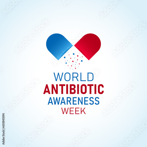 Vector illustration on the theme of world antibiotic awareness week observed every year in during november 18 to 24. World antimicrobial awareness week template for banner, poster with background.
