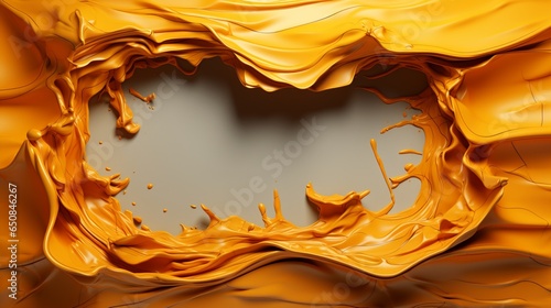 Realistic torn ripper orange paper frame background.