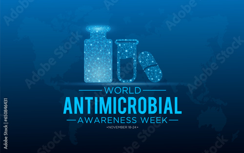 Vector illustration on the theme of world antibiotic awareness week observed every year in during november 18 to 24. World antimicrobial awareness week template for banner, poster with background.