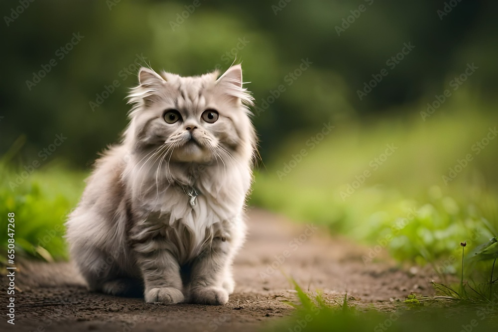 beautiful grey persian cat