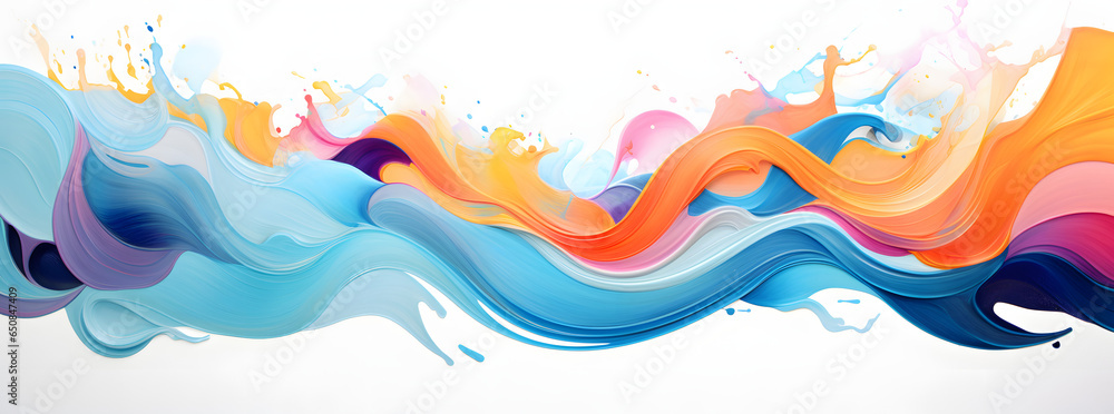 abstract painted wave on white background, in the style of bright and colorful abstracts, vibrant color palette