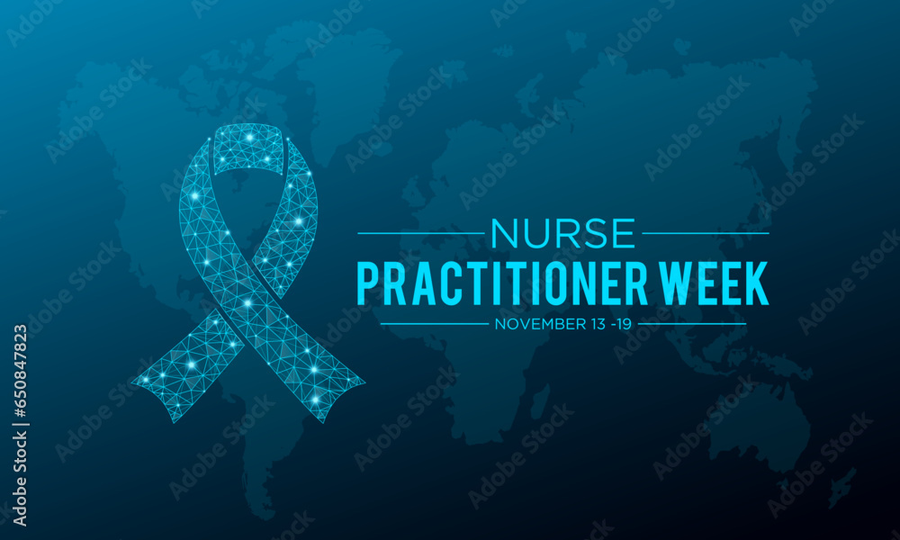 Vector illustration on the theme of national Nurse Practitioner Week observed every year in during november 13 to 19. Vector template for banner, greeting card, poster with background. - obrazy, fototapety, plakaty 