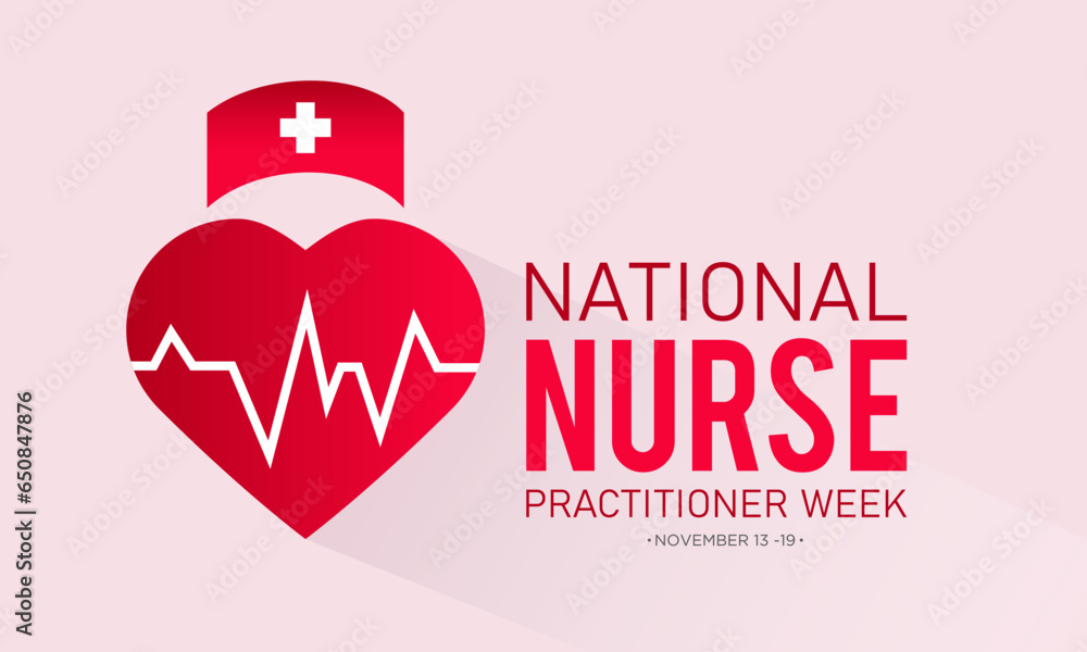 Vector illustration on the theme of national Nurse Practitioner Week observed every year in during november 13 to 19. Vector template for banner, greeting card, poster with background. - obrazy, fototapety, plakaty 