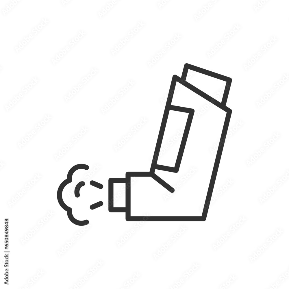 Inhaler, linear icon. Line with editable stroke Inhaler, linear icon. Line with editable stroke