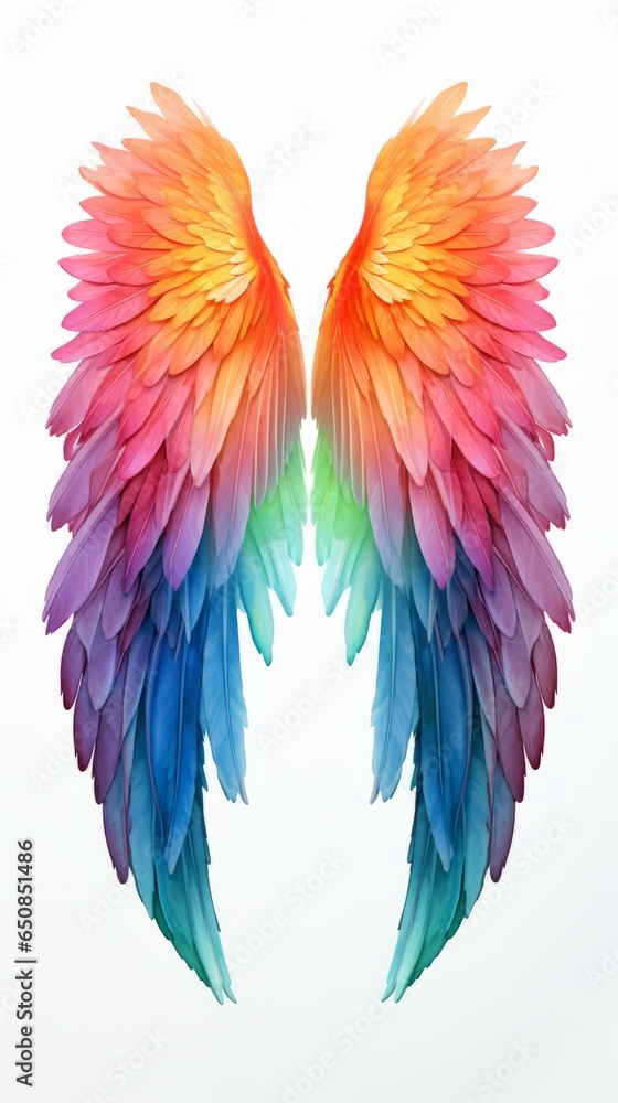 Obraz premium Illustration of colorful wings on a white background