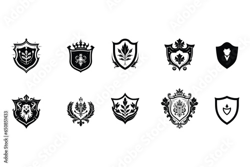 Valokuvatapetti set of heraldic shields, set of shields with crowns, set of shields, coat of arm