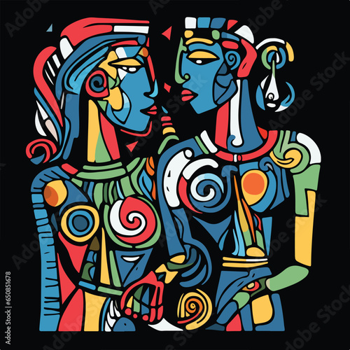 A drawing containing many color paintings, in the style of symbolic allegorical
