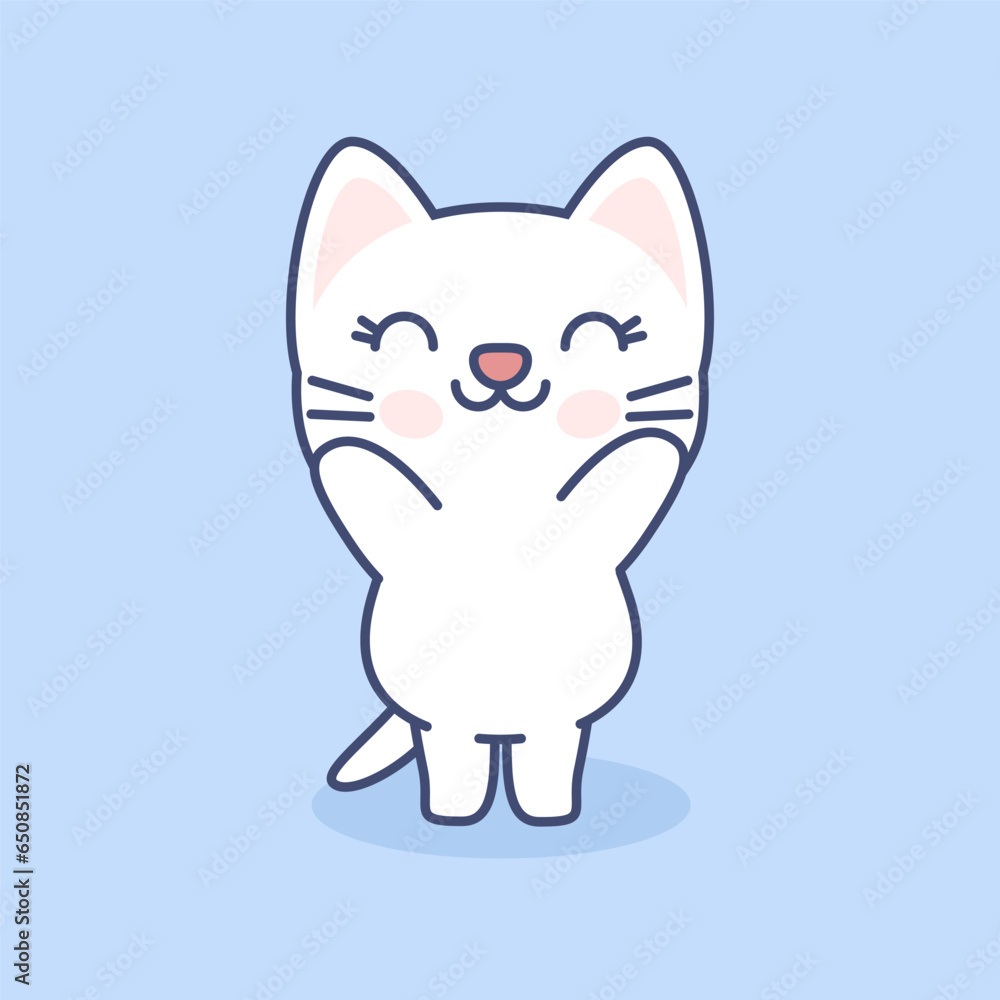 Cute kawaii cartoon cat with smile