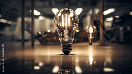 A light bulb on a table, illuminating creativity and innovation photo
