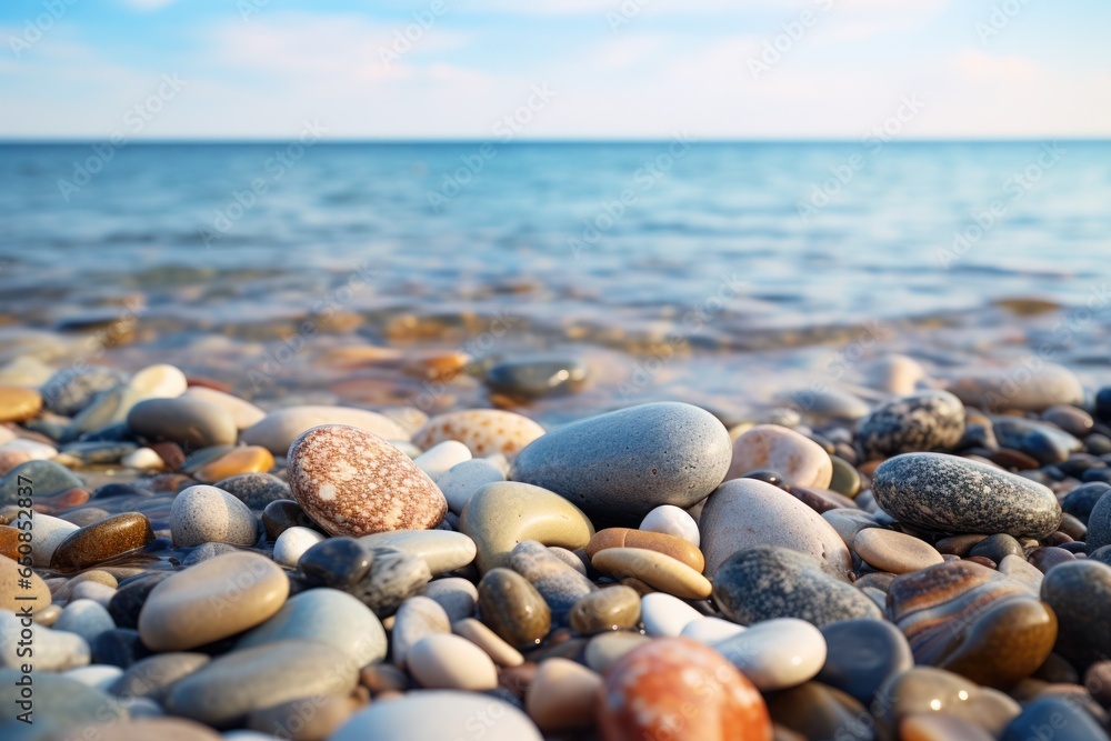 stones on serene beach, harmony landscape