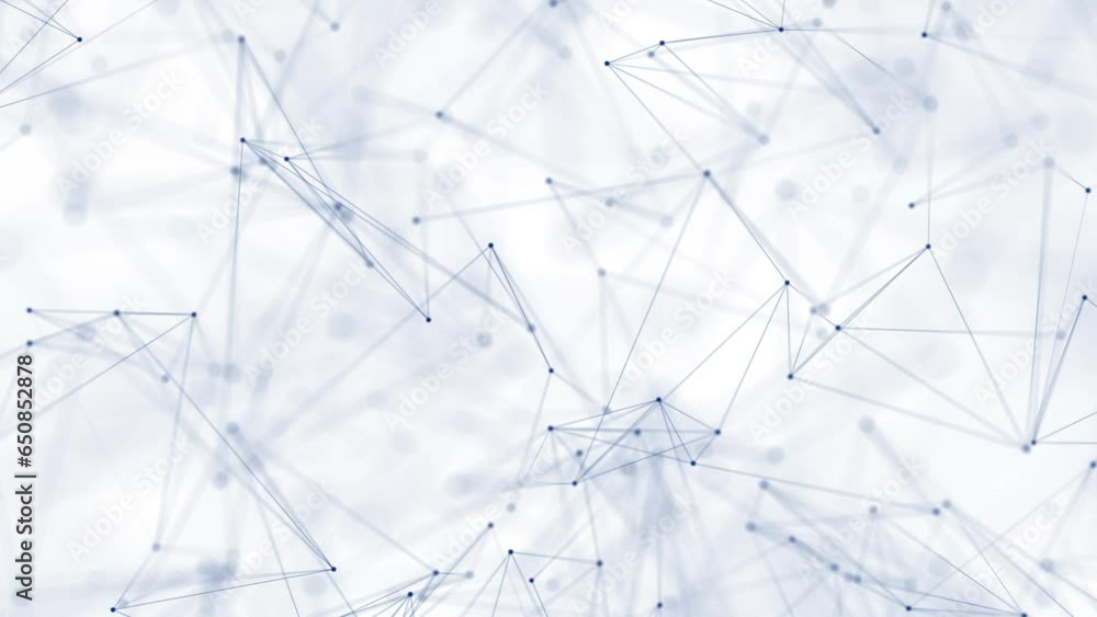 Abstract plexus connections background with dark blue connecting lines and dots on white. Digital data network connectivity concept. This modern technology video is full HD and a seamless loop.
