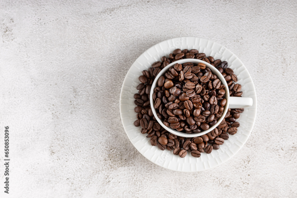 Coffee beans in coffee cup. Coffee beans in coffee cup.