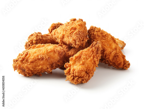 Heap of spicy fried chicken on white background