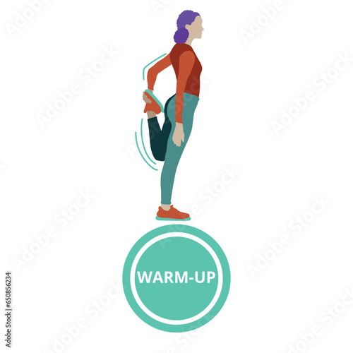 The girl takes a step.  While jogging. Forward, vector illustration