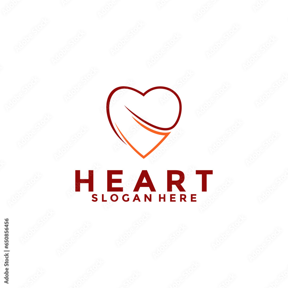 Heart abstract logo emblem design elegant modern minimal style vector illustration. Premium business geometric logotype symbol