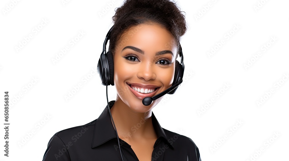 african american black call service woman white background african american black call service woman white background